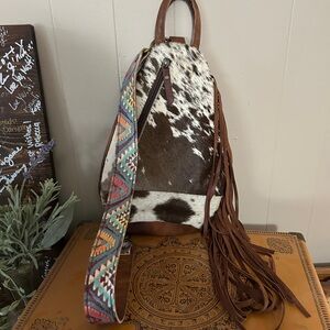 American Darling Brown and White Cowhide Backpack